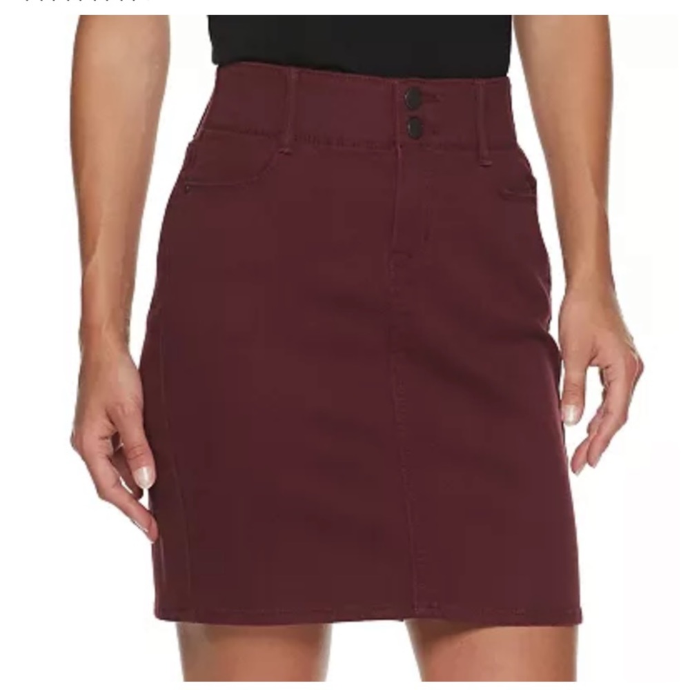 Burgundy denim skirt